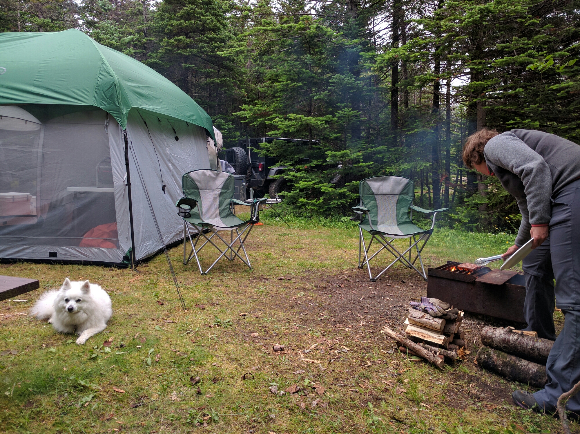 Alison prepares another gourmet camp dinner.