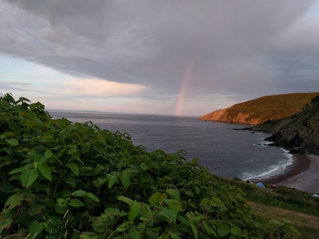 Sunset rainbow at Meat Cove