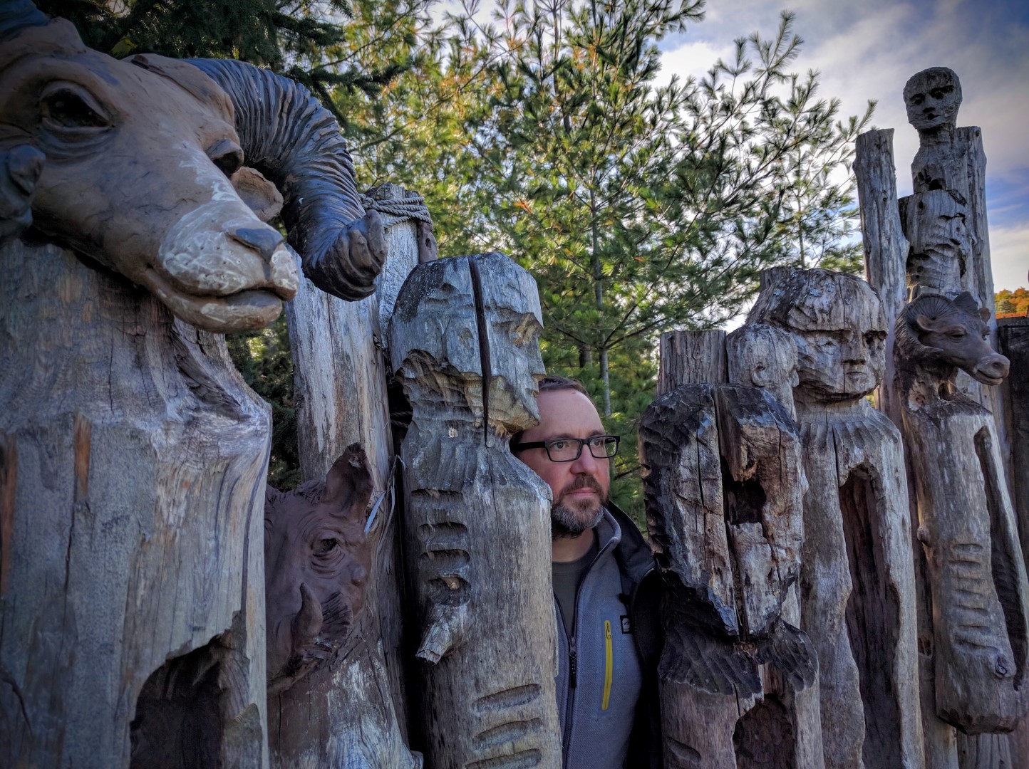 Greg with Vermont Art Statues