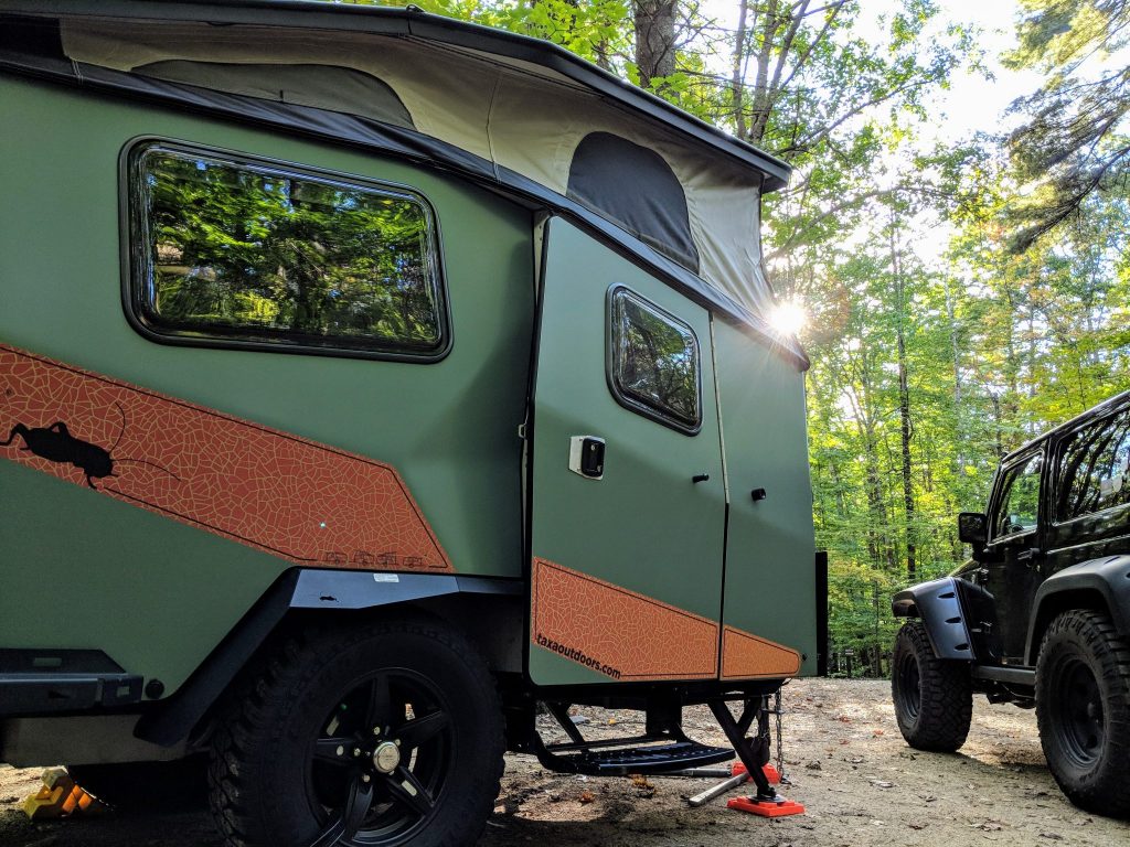 Campsite with sunburst